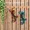 Summer Metal Gecko Wall Art 2 Pack 15 Inch Lizard Outdoor Decor Hanging Glass Sculpture Decoration for Garden Fence Home